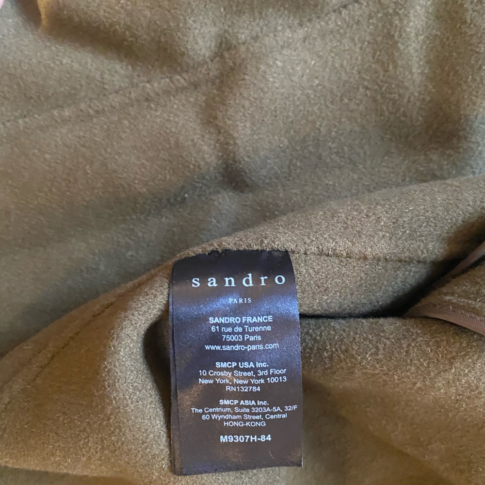 Sandro Olive Green Long Coat - Picture 4 of 5